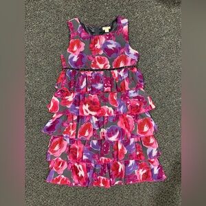 Place Girls Floral Tiered Ruffle Dress - Pink & Purple